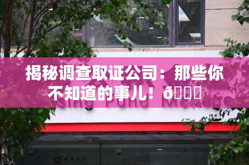 惠安揭秘调查取证公司：那些你不知道的事儿！😎
