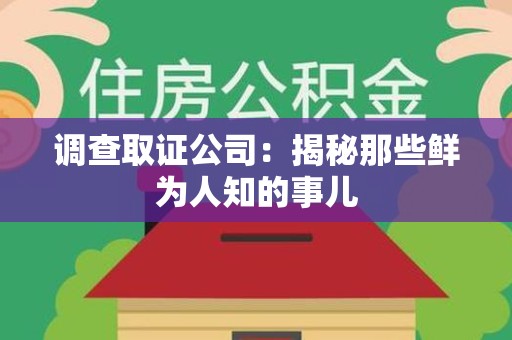 惠安调查取证公司：揭秘那些鲜为人知的事儿