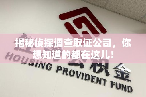 惠安揭秘侦探调查取证公司，你想知道的都在这儿！