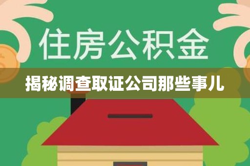 惠安揭秘调查取证公司那些事儿