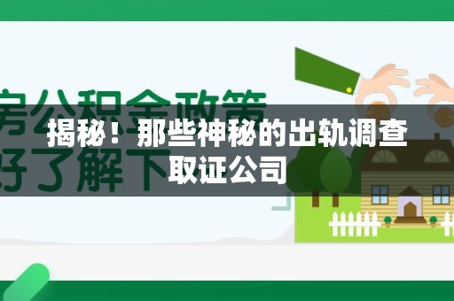 惠安揭秘！那些神秘的出轨调查取证公司