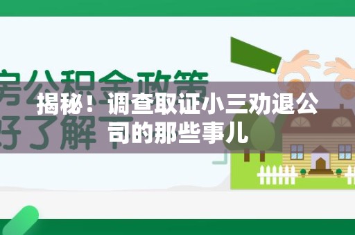 惠安揭秘！调查取证小三劝退公司的那些事儿
