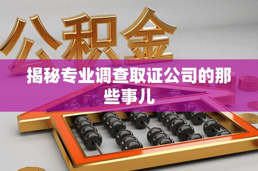 惠安揭秘专业调查取证公司的那些事儿