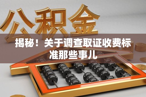 惠安揭秘！关于调查取证收费标准那些事儿