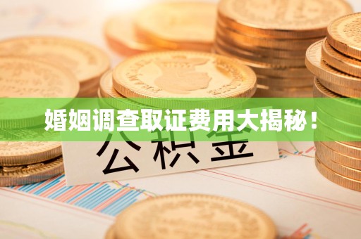 惠安婚姻调查取证费用大揭秘！