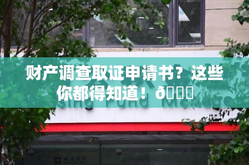 惠安财产调查取证申请书？这些你都得知道！😎